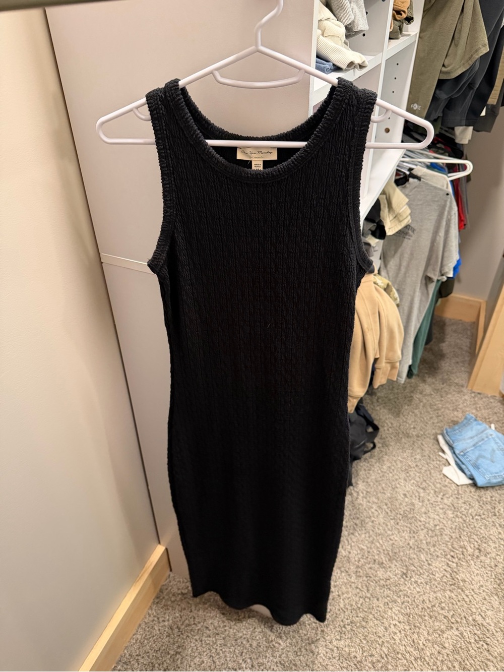 See You Monday Black Ribbed Sleeveless Maxi Dress
